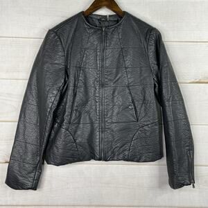 Truth Of Touch Gold Faux Leather Moto Jacket M Black Full Zip Lined Pockets
